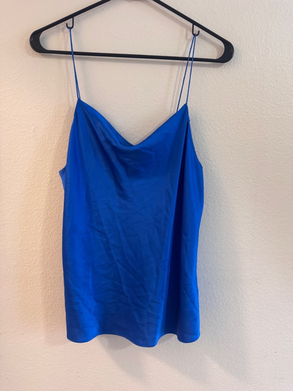 Cami NYC Royal Blue Silk Cowl Neck Slip Tank, Size Small
